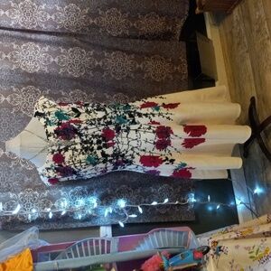 Beautiful fuchsia and teal abstract Daisy tank skater dress